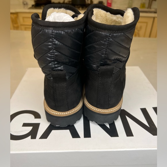 GANNI WOMEN’S QUILTED HIKING BLACK LACE UP BOOTS SZ EU39 - Picture 8 of 12